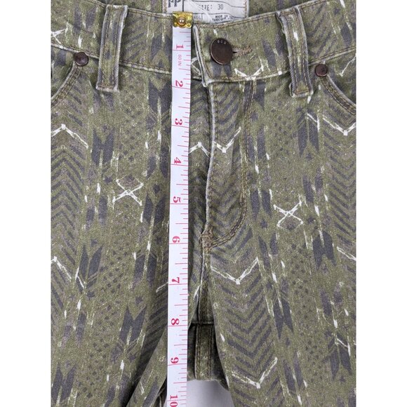 Free People Pants Womens Size 30 Green Aztec Print Ankle Jean - Picture 5 of 9